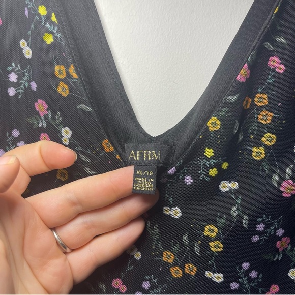 Anthropologie AFRM Black Floral Sleeveless V-Neck Midi Dress Women’s size XL - Picture 4 of 5